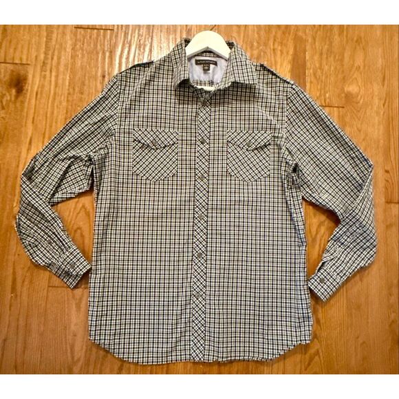 Banana Republic blue plaid western style button down large 16-16.5 - Picture 10 of 10